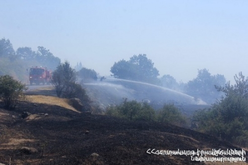 Forest-Covered Area on Fire Near Herher Reservoir in Vayots Dzor Region