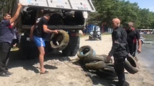 One Truck of Tires from Lake Sevan Bottom